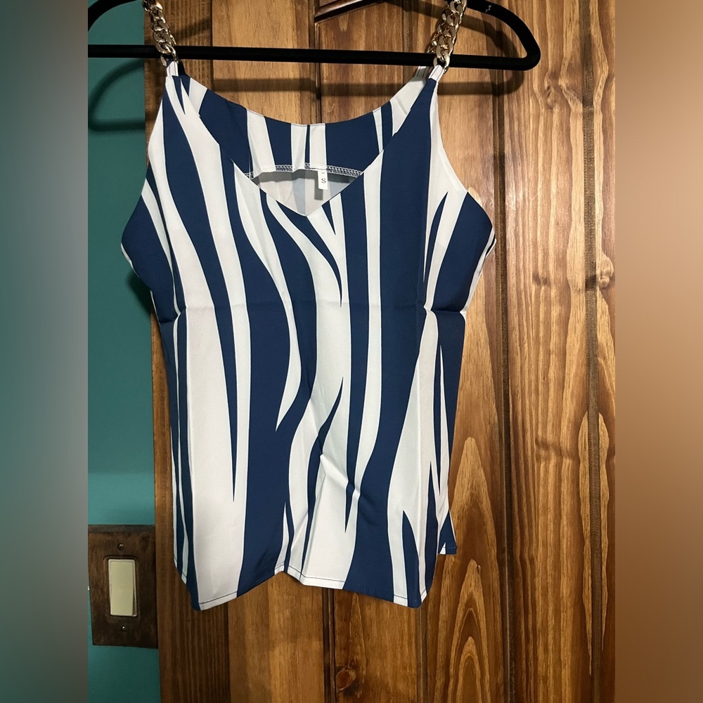 blue and white striped camisole blouse